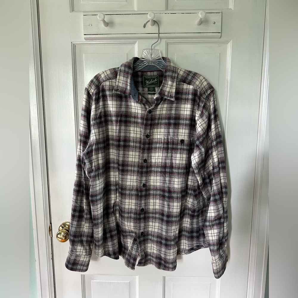 Woolrich Men’s Plaid Flannel Button Down Shirt, Medium